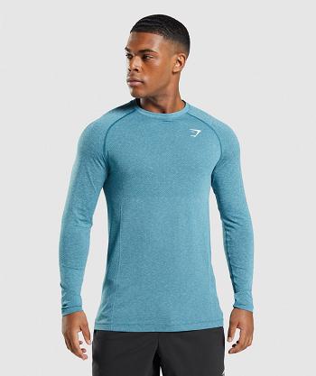 Gymshark Vital Seamless Light Long Sleeve Herr Turkos | SE 3667FDN